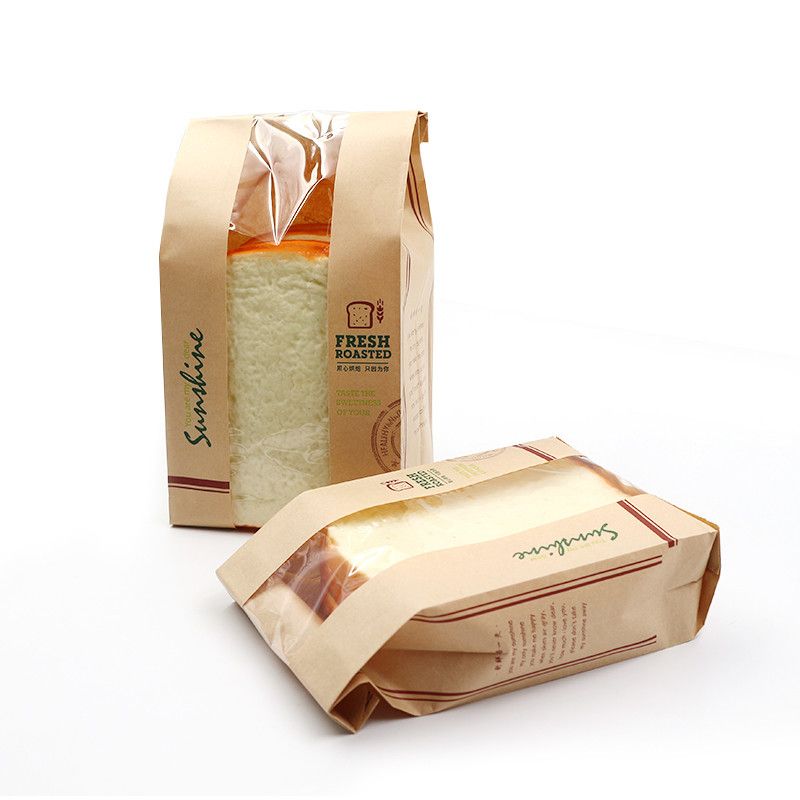 Ruskea leipä Kraft -paperipakkauspussit, joissa on Window FCS SGS FDA -sertifioitu
